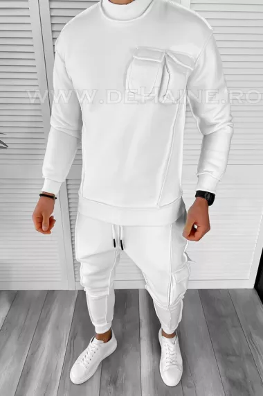 Trening barbati pantaloni + hanorac alb K156 56-1